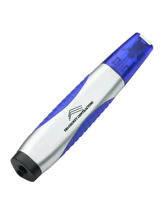 Silver/Blue Level Light Screwdriver Pen w/Tri-County Logo