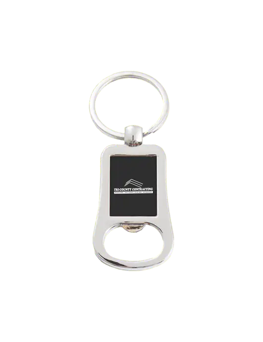 Silver & Black Bottle Opener Keychain w/Tri-County Logo