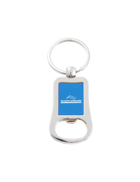 Silver & Blue Bottle Opener Keychain w/Tri-County Logo