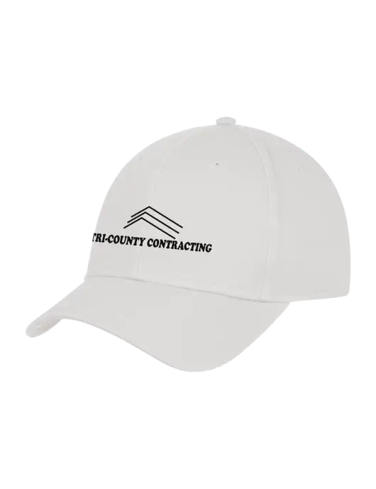 White Structured Cap Hook & Loop w/Tri-County Logo