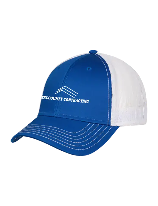 Royal & White Mesh Trucker Cap Snap Back w/Tri-County Logo