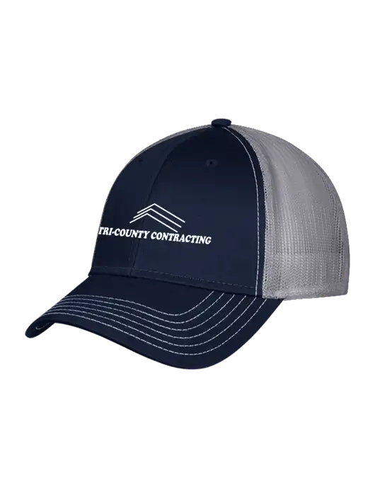 Navy & Grey Mesh Trucker Cap Snap Back w/Tri-County Logo
