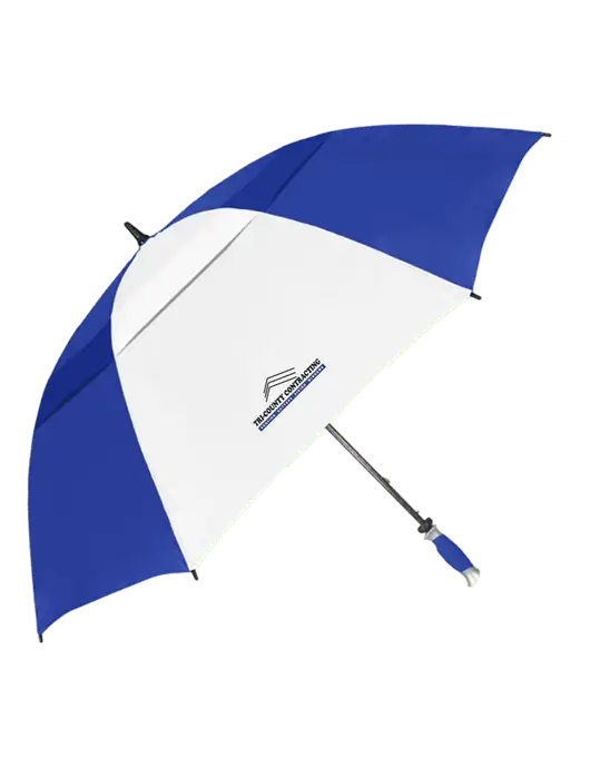 Royal/White Vented Typhoon Tamer Golf Umbrella w/Tri-County Logo