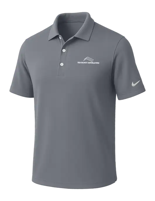 NIKE Medium Grey Dri-Fit Micro Pique Polo w/Tri-County Logo