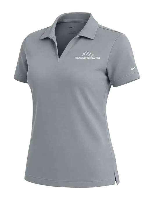 NIKE Medium Grey Womens Dri-Fit Micro Pique Polo w/Tri-County Logo