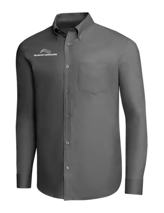 Brooks Brothers Dark Grey Wrinkle-Free Stretch Pinpoint Shirt w/Tri-County Logo