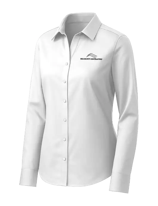 Brooks Brothers Womens White Wrinkle-Free Stretch Pinpoint Shirt w/Tri-County Logo