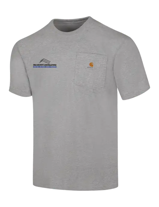 Carhartt Workwear Light Grey Heather Pocket Short Sleeve T-Shirt w/Tri-County Logo