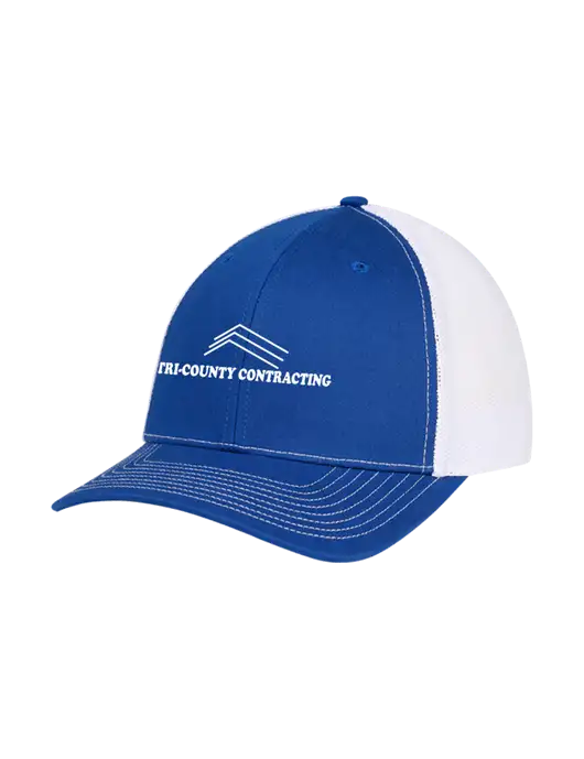 Richardson Adjustable Snapback Original 112 Trucker Cap Royal w/White Mesh w/Tri-County Logo