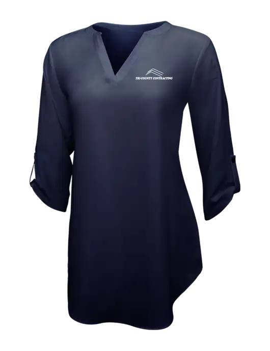 Navy Womens 3/4 Sleeve Tunic Blouse w/Tri-County Logo