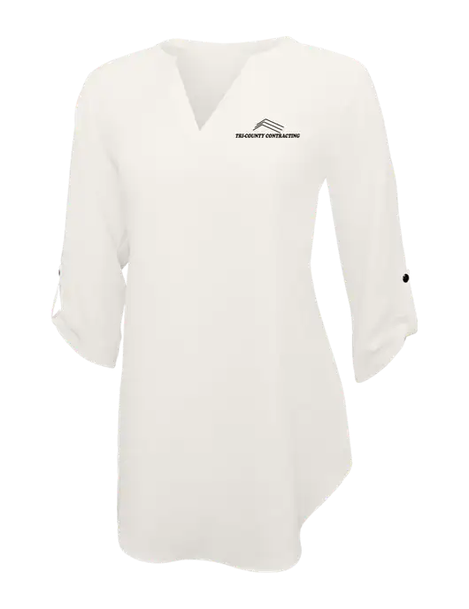 Ivory Womens 3/4 Sleeve Tunic Blouse w/Tri-County Logo