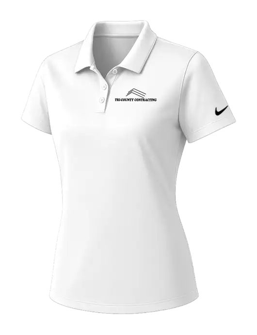 Nike Womens White Dry Essential Solid Polo w/Tri-County Logo