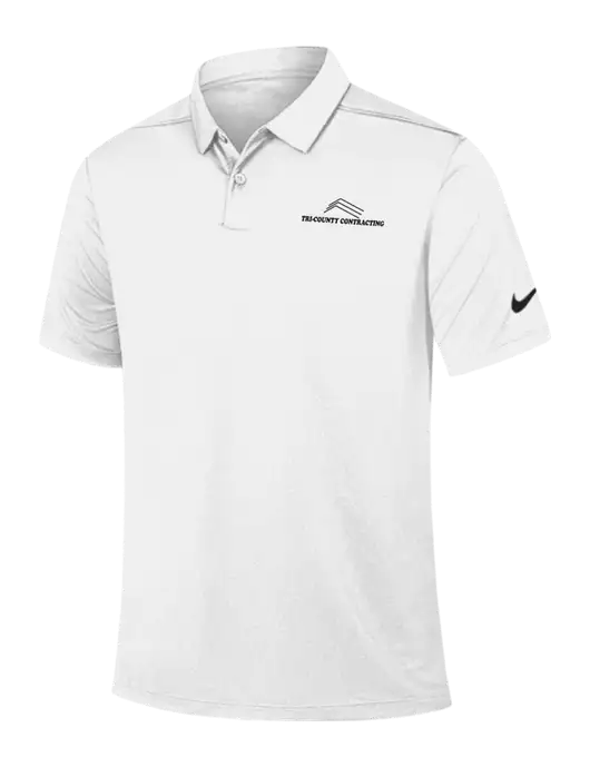 Nike White Dry Essential Solid Polo w/Tri-County Logo