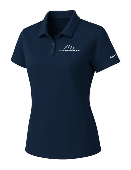 Nike Womens Navy Dry Essential Solid Polo w/Tri-County Logo