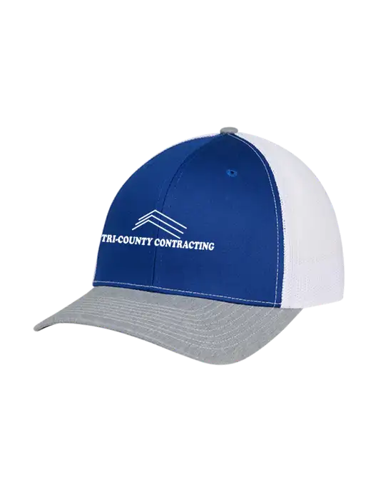 Richardson Adjustable Snapback Original 112 Trucker Cap Royal/HeatherGrey/White Mesh w/Tri-County Logo