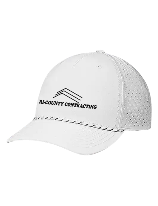 Richardson Laser Perf Performance White/White-Black Rope Cap w/Tri-County Logo
