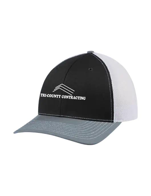 Richardson Adjustable Snapback Original 112 Trucker Cap Black/Light Heather Grey/White Mesh w/Tri-County Logo