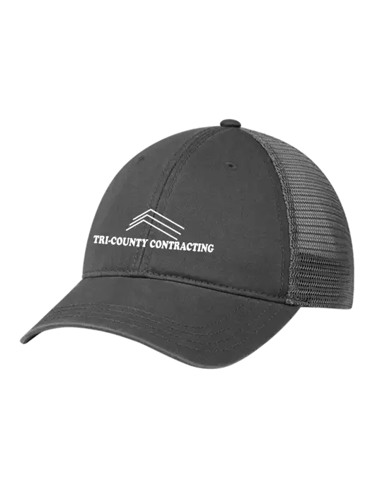 Richardson 111 Garment Washed Trucker Cap Charcoal w/Charcoal Mesh w/Tri-County Logo