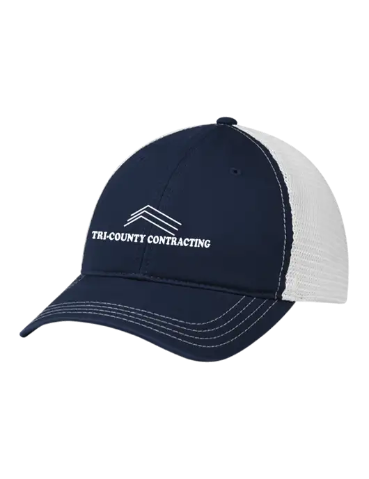 Richardson 111 Garment Washed Trucker Cap Navy w/White Mesh w/Tri-County Logo