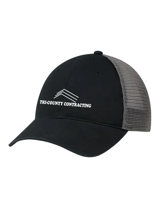 Richardson 111 Garment Washed Trucker Cap Black w/Charcoal Mesh w/Tri-County Logo