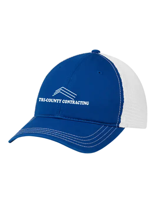 Richardson 111 Garment Washed Trucker Cap Royal w/White Mesh w/Tri-County Logo