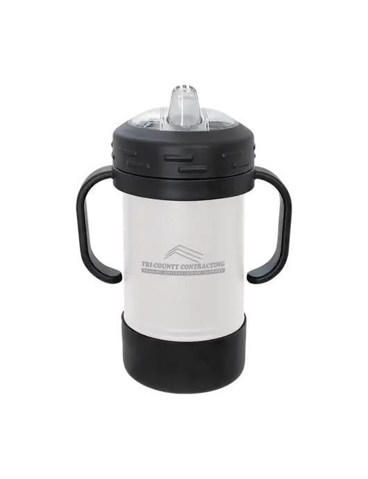 Polar Camel 10 oz Powder Coated White Sippy Cup w/Tri-County Logo