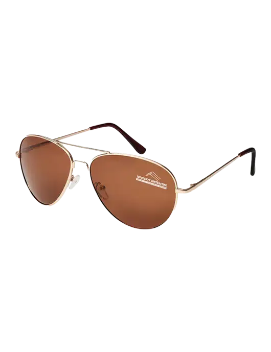 Aviator Coffee Brown with Gold Sunglasses  w/Tri-County Logo