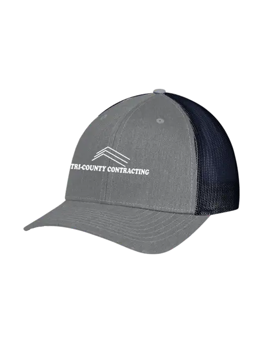 Richardson Adjustable Snapback Original 112 Trucker Cap Heather Grey w/Navy Mesh w/Tri-County Logo