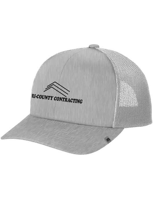 TravisMathew Light Medium Grey Heather Cruz Trucker Cap w/Tri-County Logo