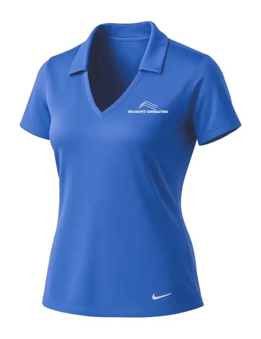 NIKE Light Royal Womens Dri-Fit Vertical Mesh Polo w/Tri-County Logo