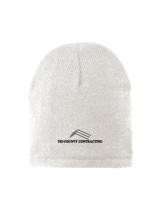 White Fleece-Lined Beanie Cap w/Tri-County Logo