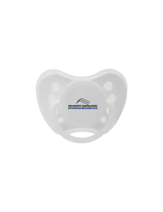 Silicone White Pacifier with Clear Cover w/Tri-County Logo