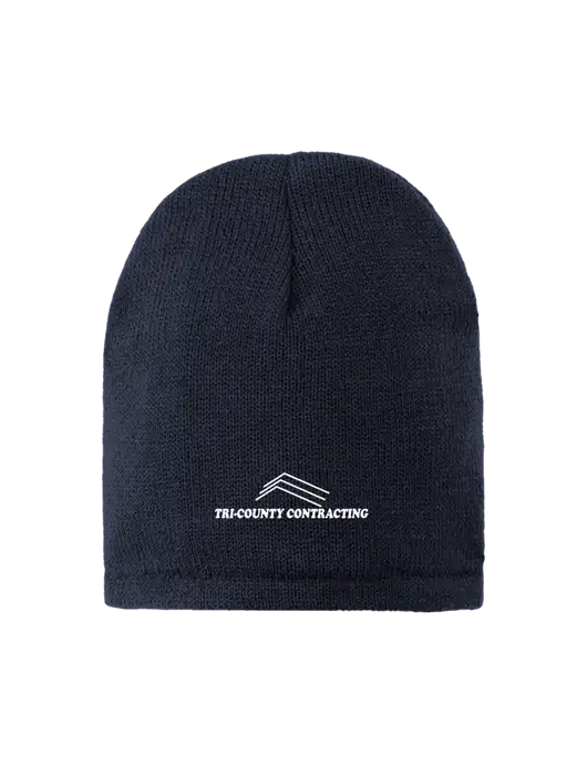 Dark Navy Fleece-Lined Beanie Cap w/Tri-County Logo