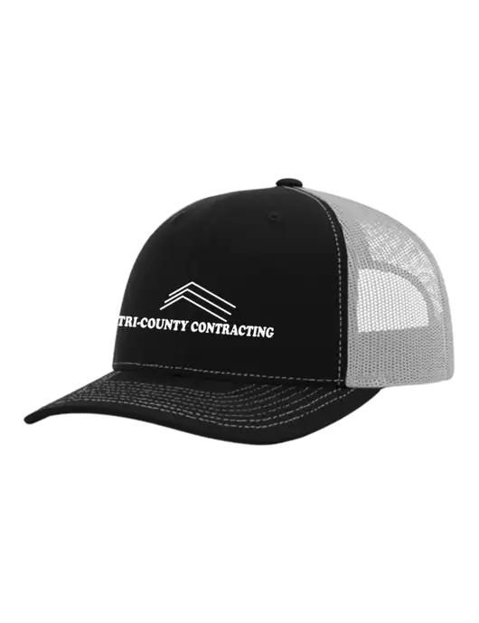 Richardson Adjustable Snapback Original 112 Trucker Cap Black w/White Mesh w/Tri-County Logo