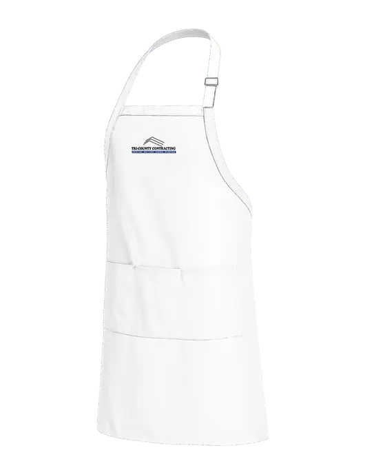 Easy Care Extra Long Bib White Apron with Stain Release w/Tri-County Logo