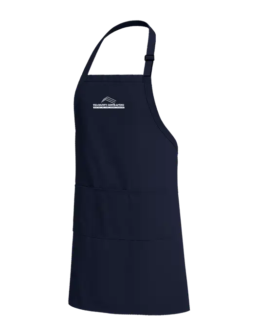 Easy Care Extra Long Bib Navy Apron with Stain Release w/Tri-County Logo