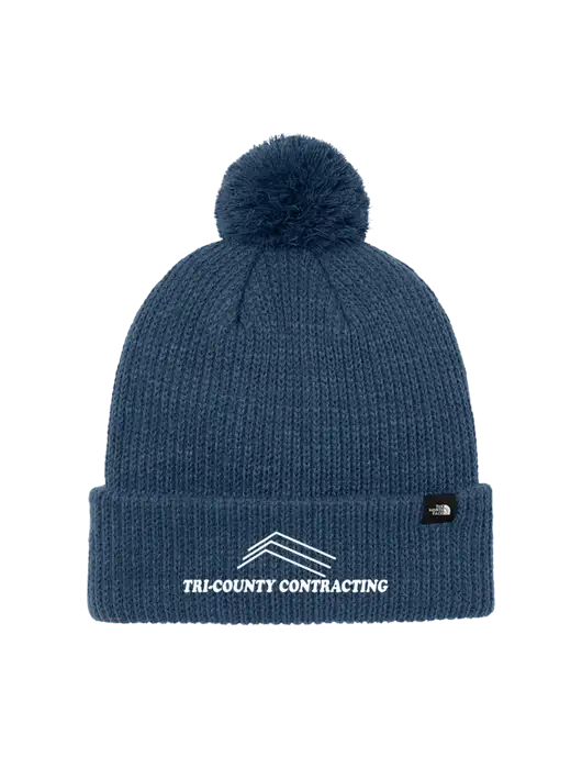 The North Face Light Navy Pom Beanie w/Tri-County Logo