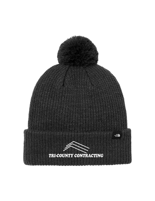 The North Face Black Heather Pom Beanie w/Tri-County Logo