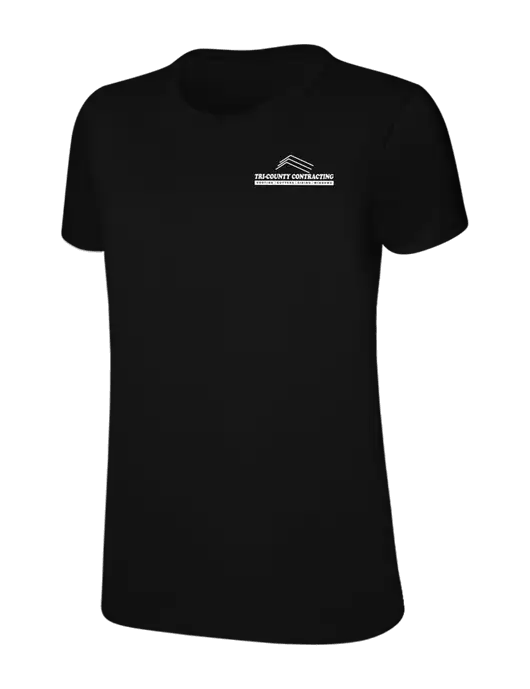 Womens Ring Spun Jet Black 4.5 oz T-Shirt w/Tri-County Logo