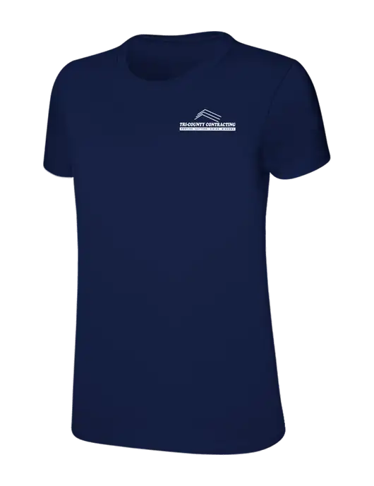 Womens Ring Spun Navy 4.5 oz T-Shirt w/Tri-County Logo