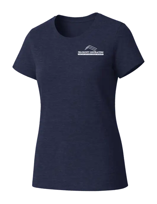 Womens Seriously Soft Heathered Navy T-Shirt w/Tri-County Logo