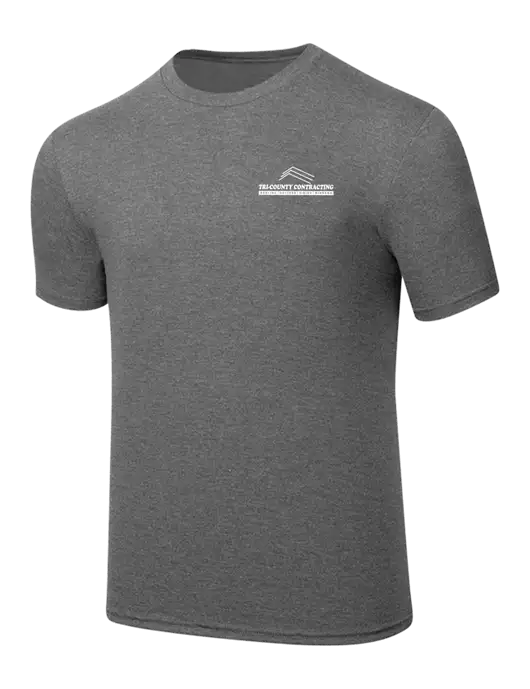 Simply Soft Heathered Medium Grey 4.5oz  Poly/Combed Ring Spun Cotton T-Shirt w/Tri-County Logo