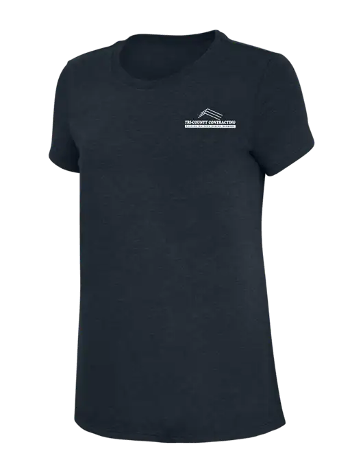 Womens Simply Soft Navy 4.5oz Poly/Combed Ring Spun Cotton T-Shirt w/Tri-County Logo
