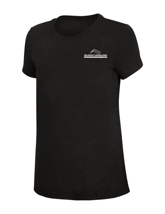 Womens Simply Soft Black 4.5oz Poly/Combed Ring Spun Cotton T-Shirt w/Tri-County Logo