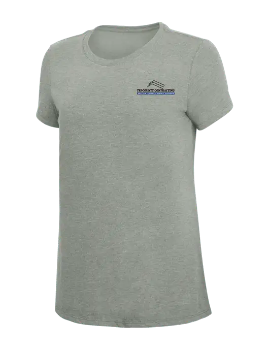 Womens Simply Soft Grey Frost 4.5oz  Poly/Combed Ring Spun Cotton T-Shirt w/Tri-County Logo