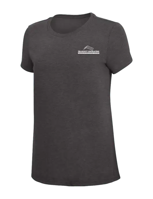 Womens Simply Soft Heather Charcoal 4.5oz  Poly/Combed Ring Spun Cotton T-Shirt w/Tri-County Logo