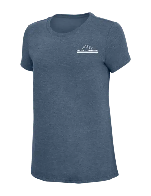 Womens Simply Soft Navy Frost 4.5oz  Poly/Combed Ring Spun Cotton T-Shirt w/Tri-County Logo