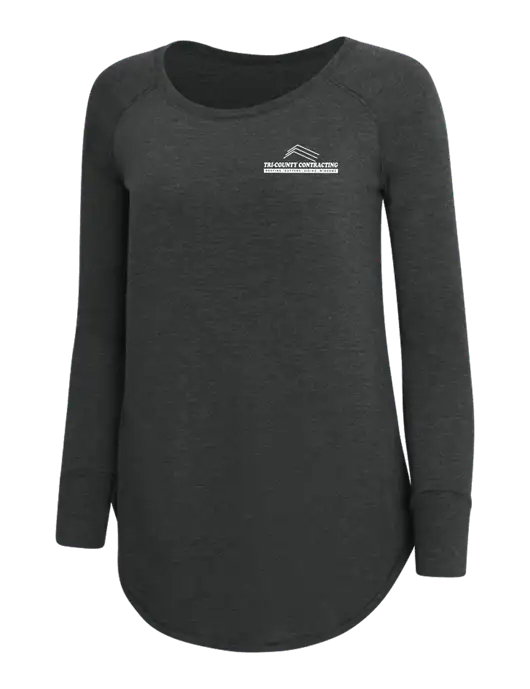 Womens Perfect Wide Collar Tunic Tri-Blend Black Frost 4.5 oz T-Shirt w/Tri-County Logo