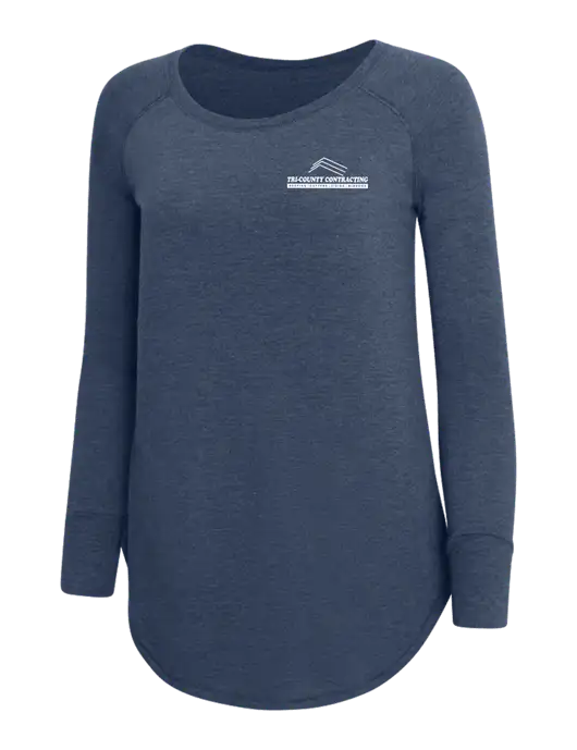 Womens Perfect Wide Collar Tunic Tri-Blend Navy Frost 4.5 oz T-Shirt w/Tri-County Logo