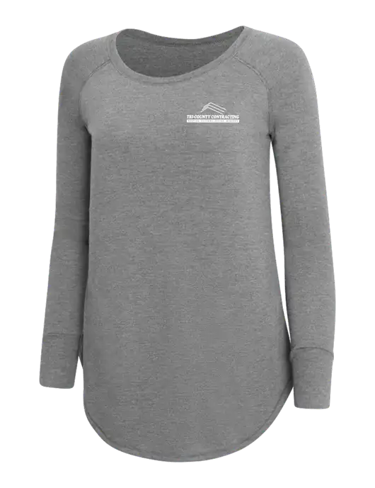 Womens Perfect Wide Collar Tunic Tri-Blend Grey Frost 4.5 oz T-Shirt w/Tri-County Logo